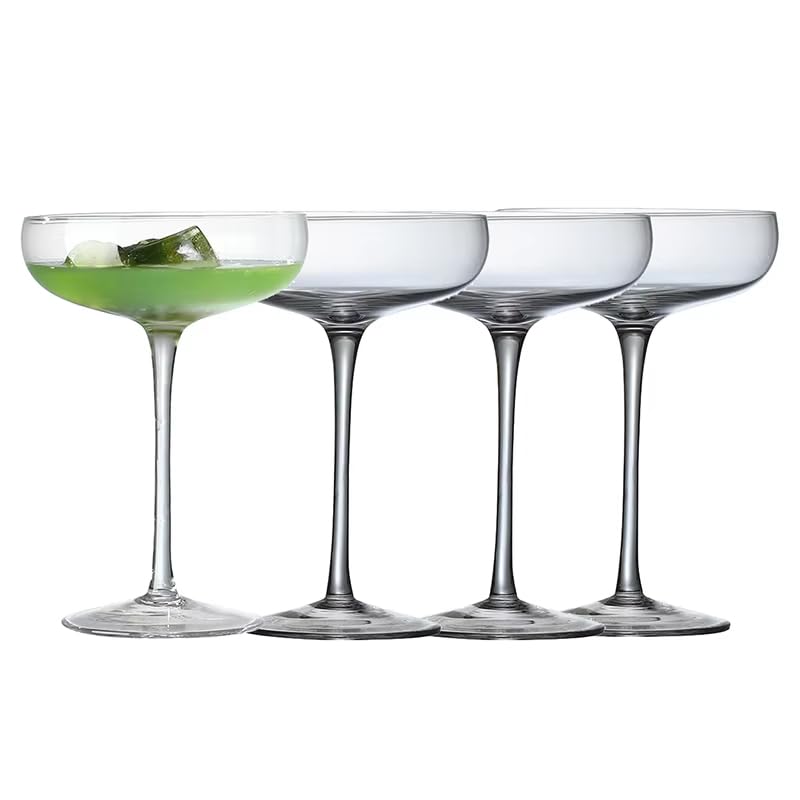 Set of 4 6 Oz Crystal Clear Stemmed Coupe Glasses S362740
