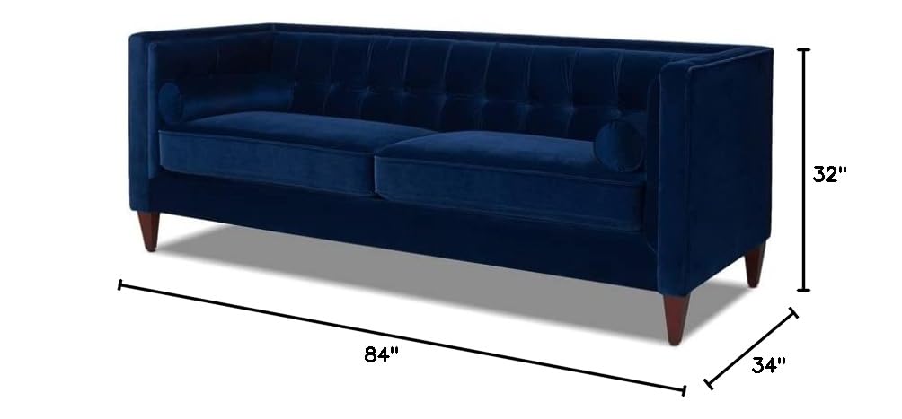 Navy Blue Velvet Tufted Sofa Y42690