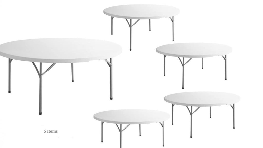 White 72 Inches Round Plastic Folding Table D951150