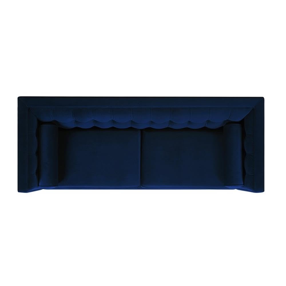 Navy Blue Velvet Tufted Sofa Y42690