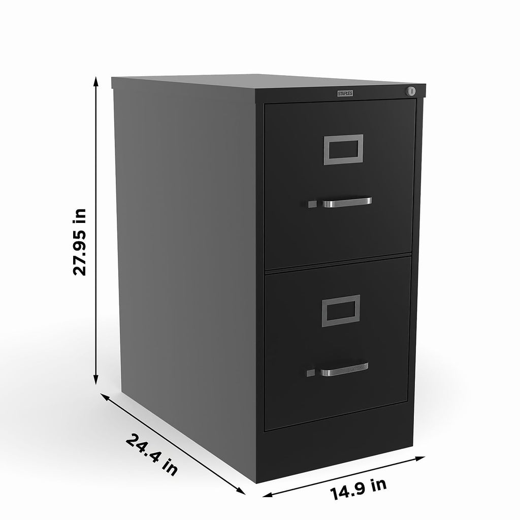 Black 2 Drawer Letter Size Lockable File Cabinet H9477