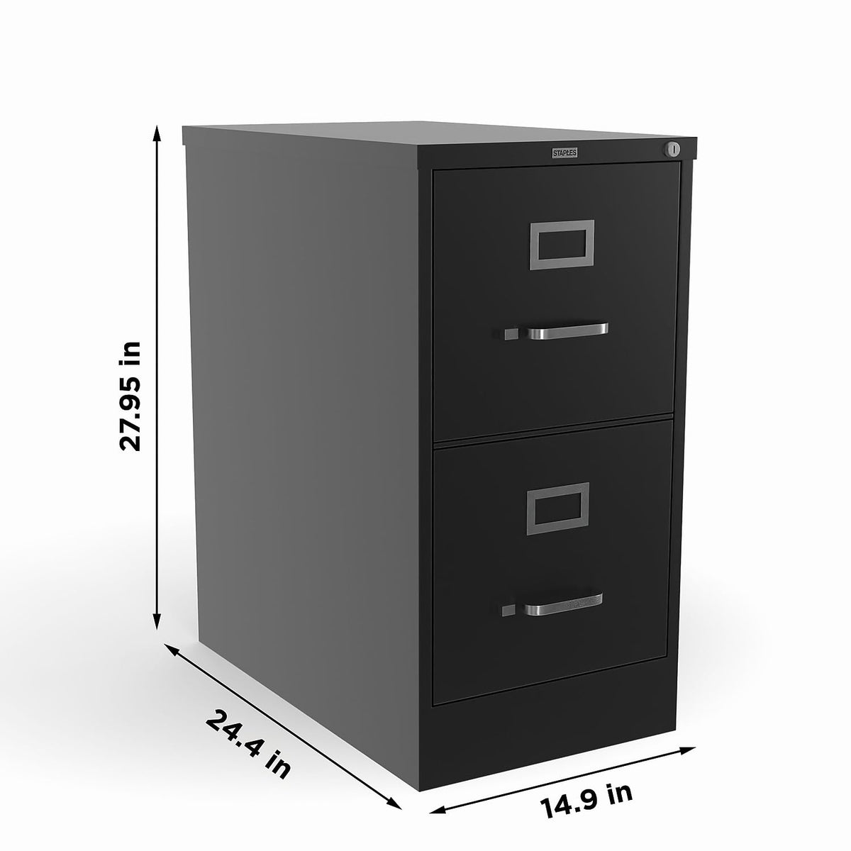 Black 2 Drawer Letter Size Lockable File Cabinet H9477