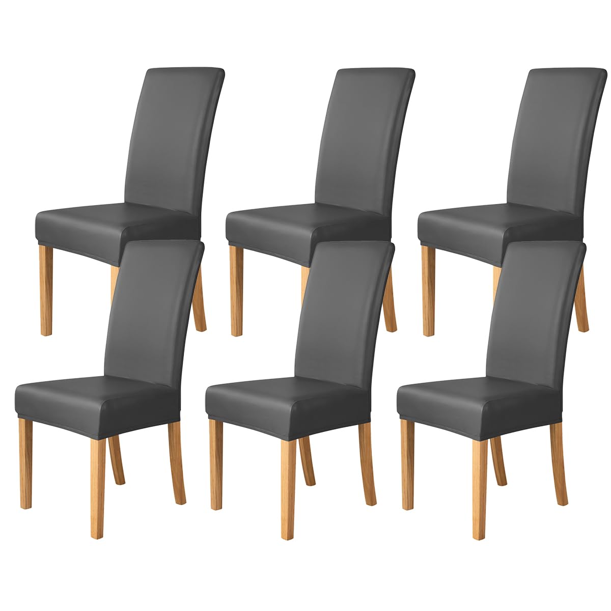 Set of 6 Black Pu Leather Dining Chair Cover M915891