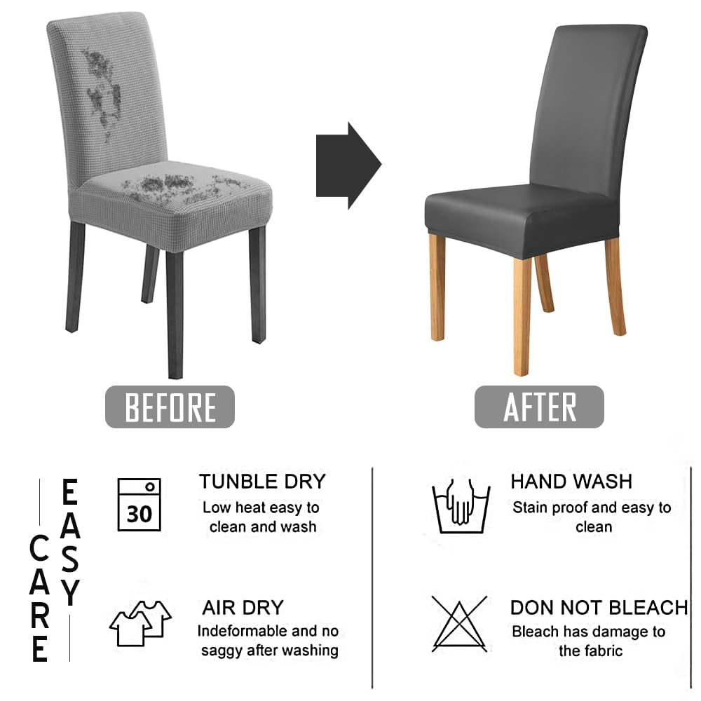 Set of 6 Black Pu Leather Dining Chair Cover M915891