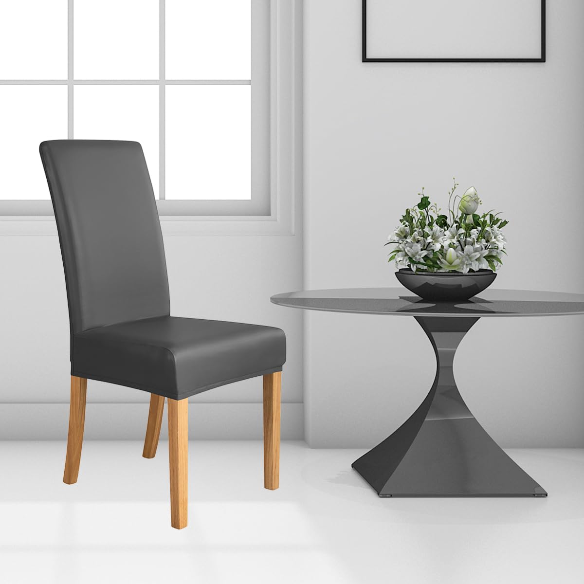 Set of 6 Black Pu Leather Dining Chair Cover M915891