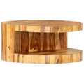 Solid Sheesham Wood Round Coffee Table with Storage Shelf B7907