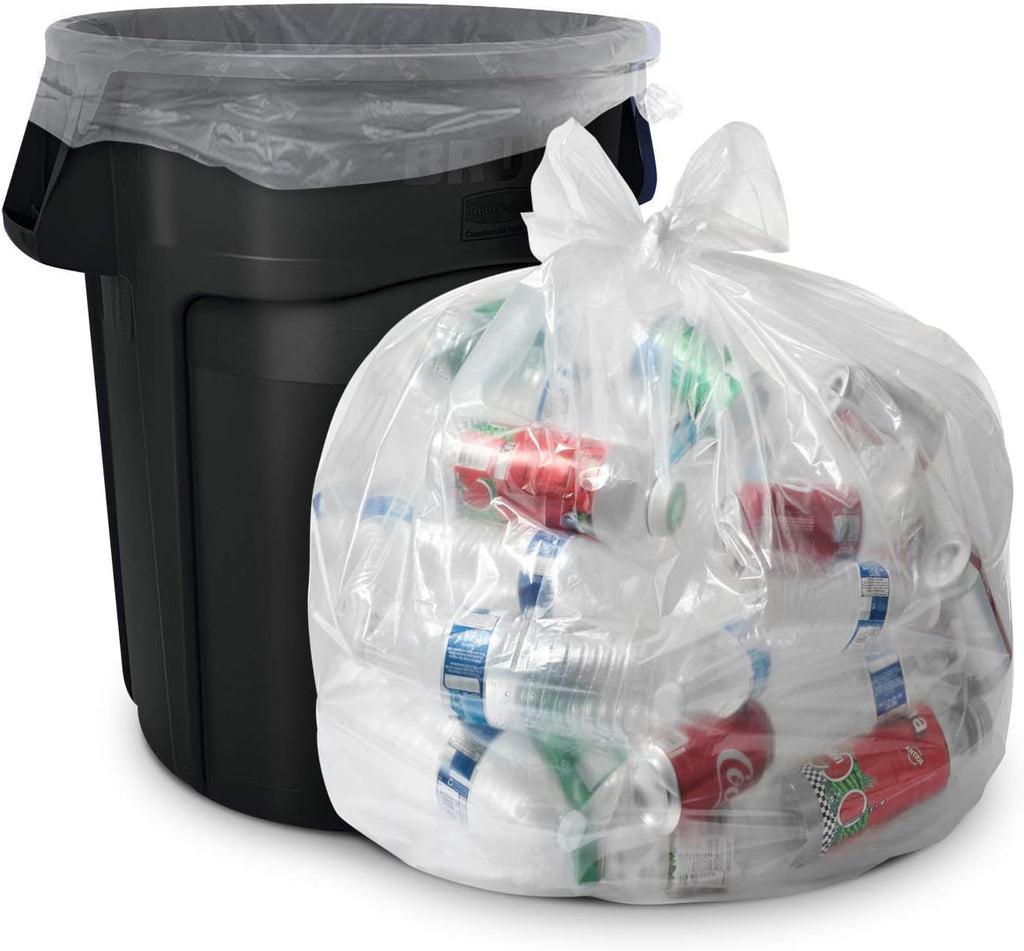 55 Gallon 3 MIL Clear Heavy Duty Contractor Bags with Flap Ties, Pack of 10 U872041