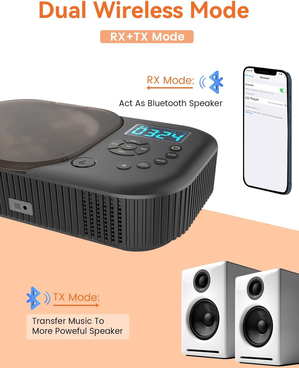 Portable Dual Stereo CD Player Black E142316