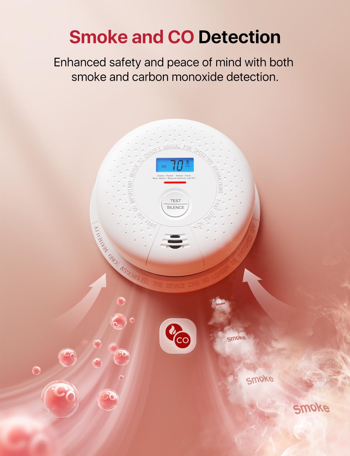 Wireless Interconnected Combination Smoke & CO Alarm 3-Pack S124