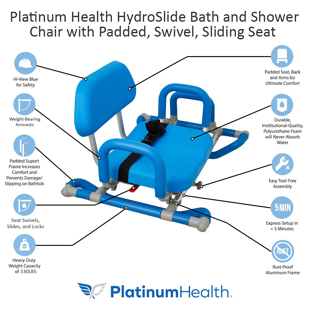 Blue Padded Sliding Shower Chair with Armrests K47132