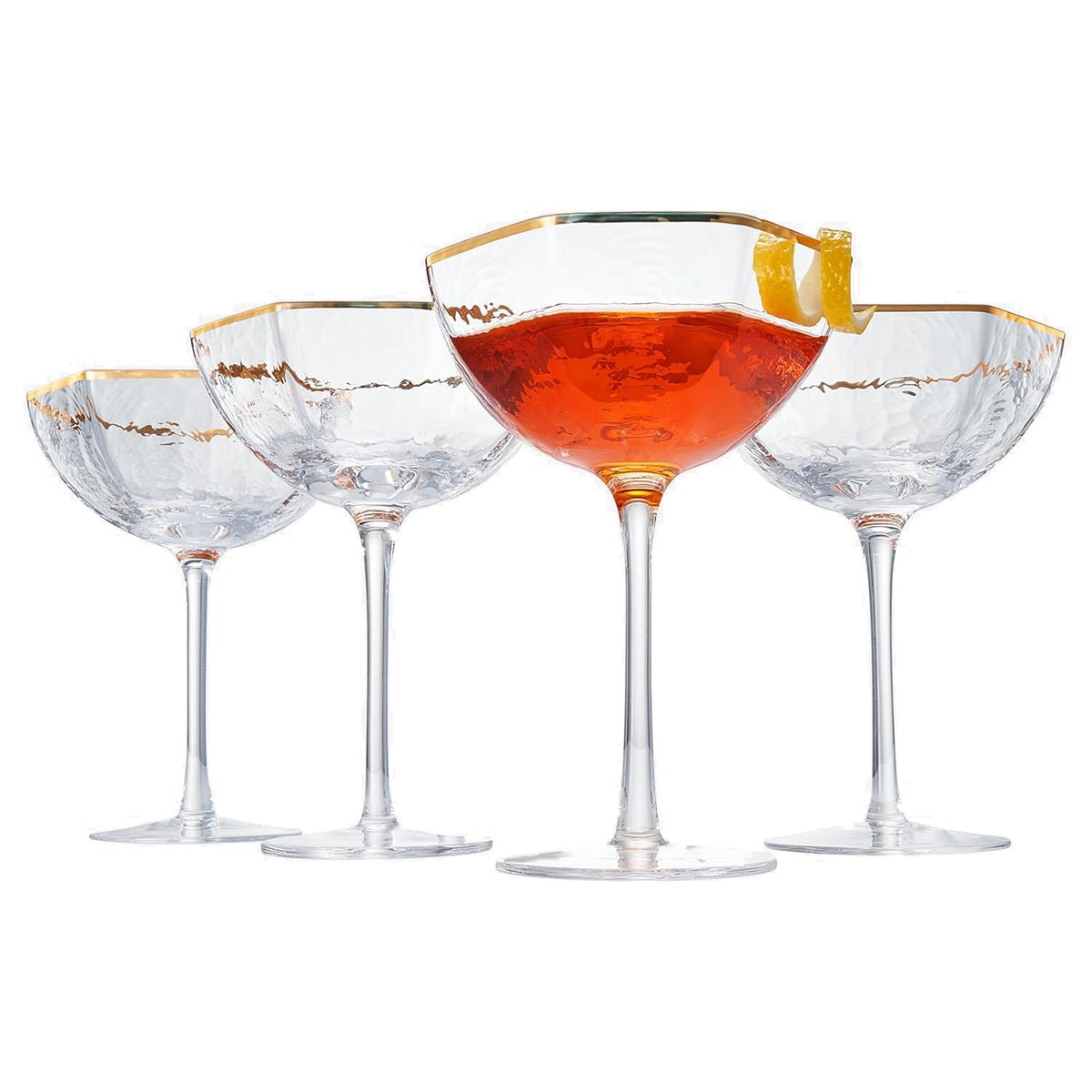 Champagne Coupe Glasses Set of 4 Gold Rim V17337