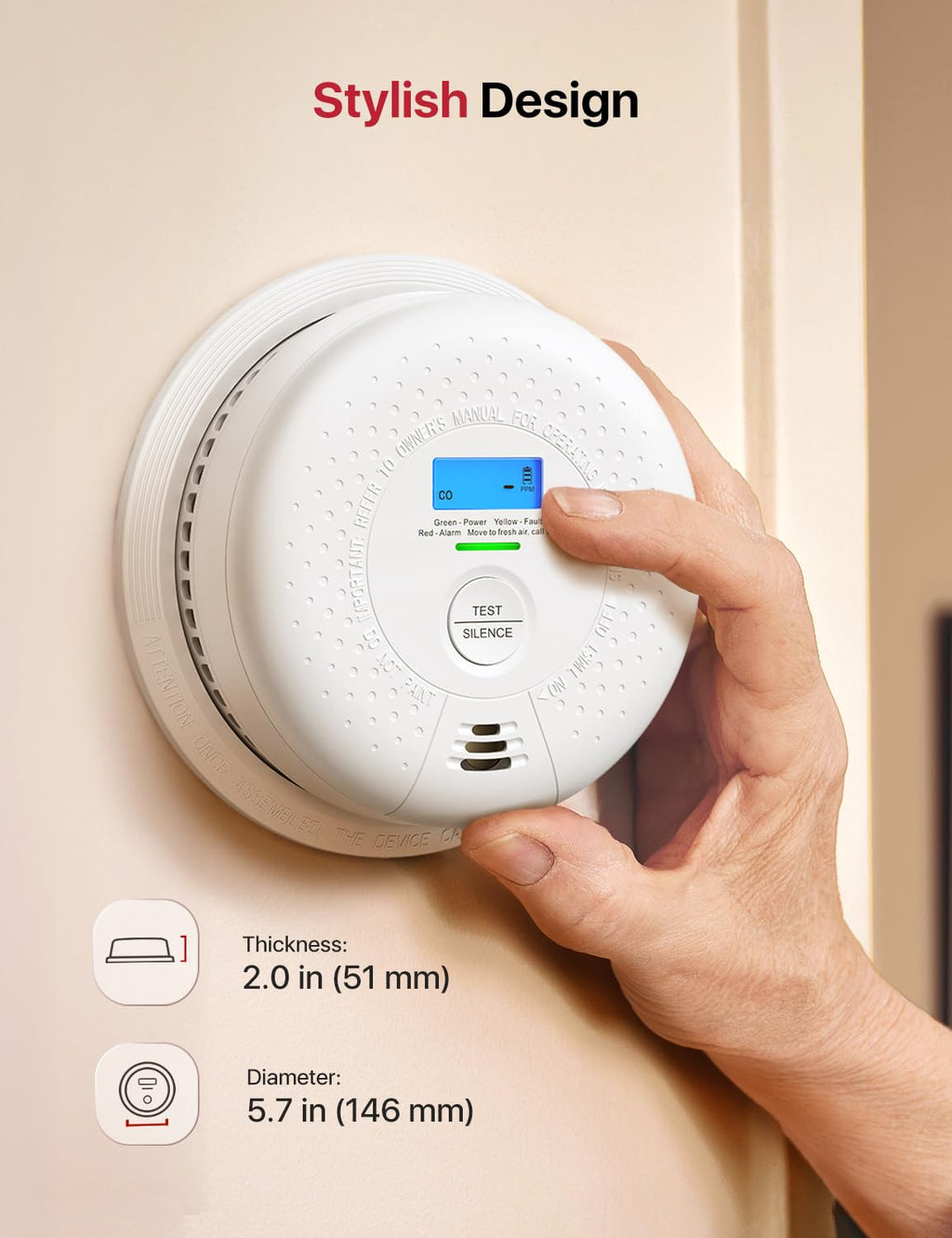 Wireless Interconnected Combination Smoke & CO Alarm 3-Pack S124