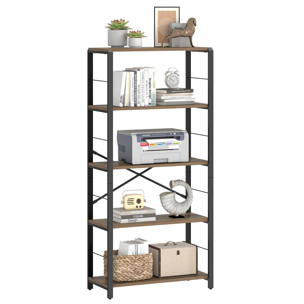 5 Tier Wood and Metal Bookshelf O20109