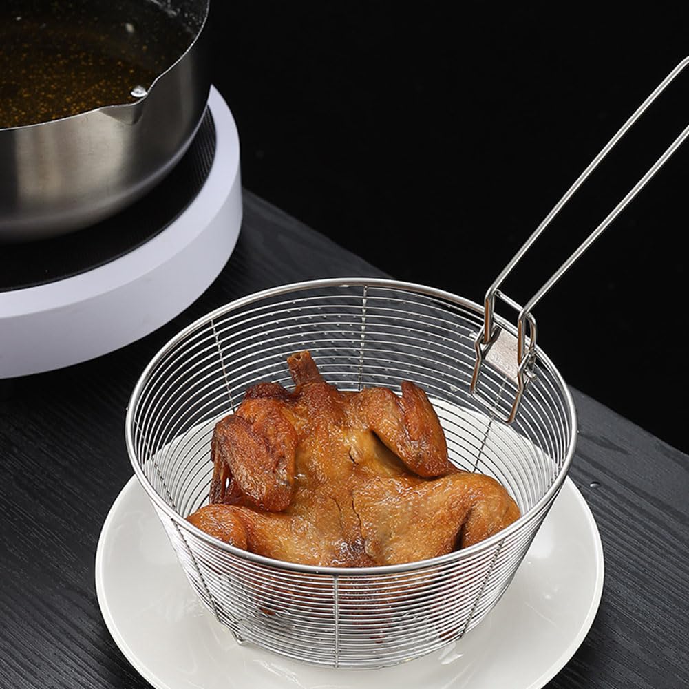 Stainless Steel Deep Fryer Basket with Detachable Handle 9 Inch Q606847