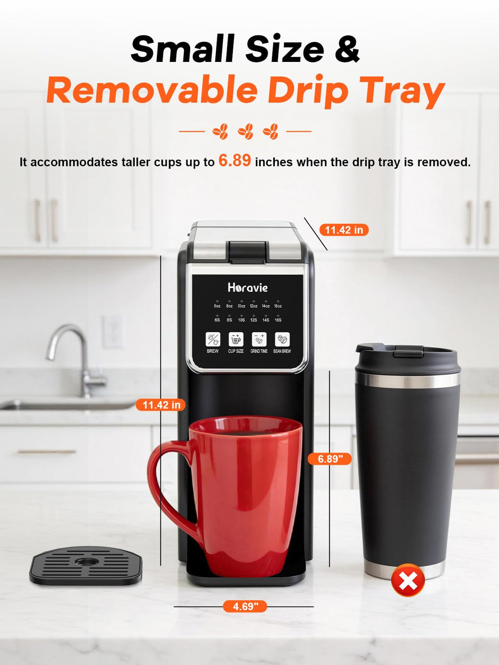 Single Serve Coffee Maker with Built-in Grinder P726642