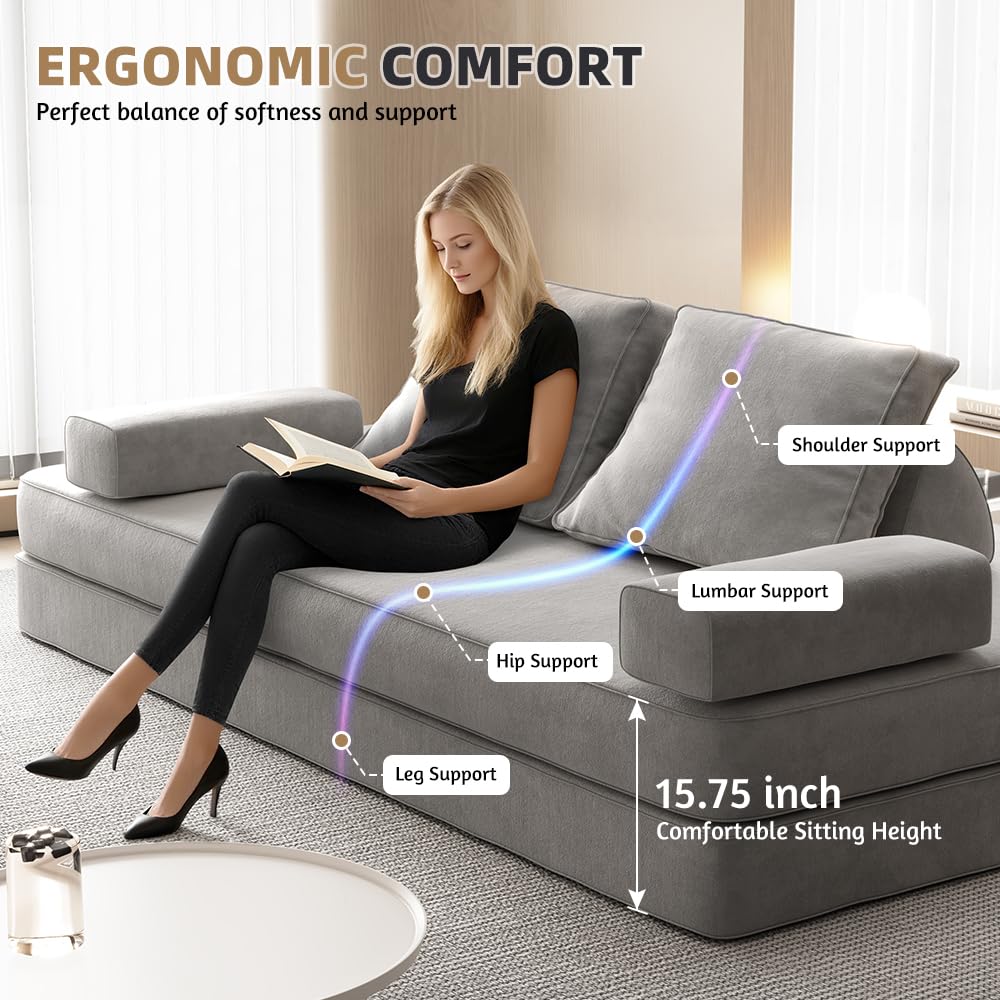 Light Gray Convertible Sofa Bed J9511