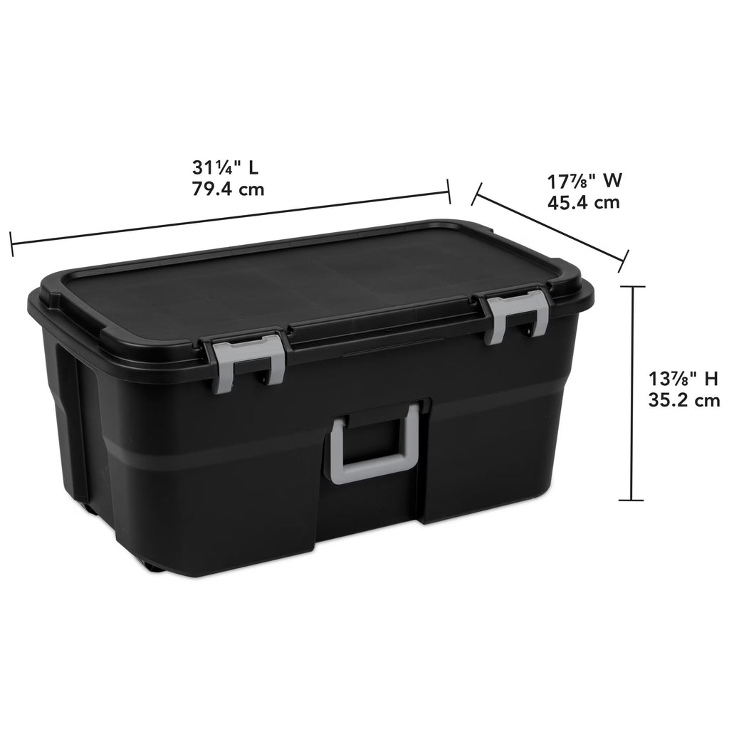 Black 22 Gal Lockable Storage Chest with Wheels V101