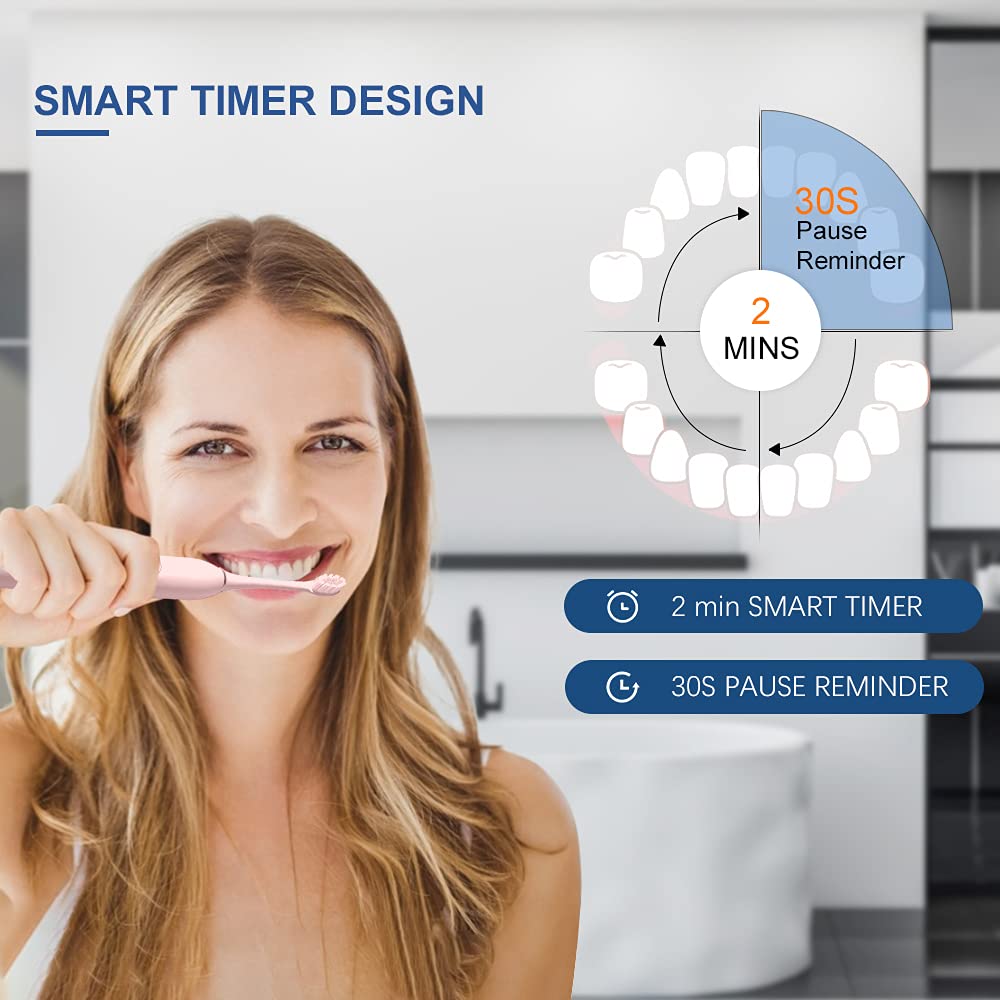 2 Pack Rechargeable Electric Toothbrushes with 8 Brush Heads V260