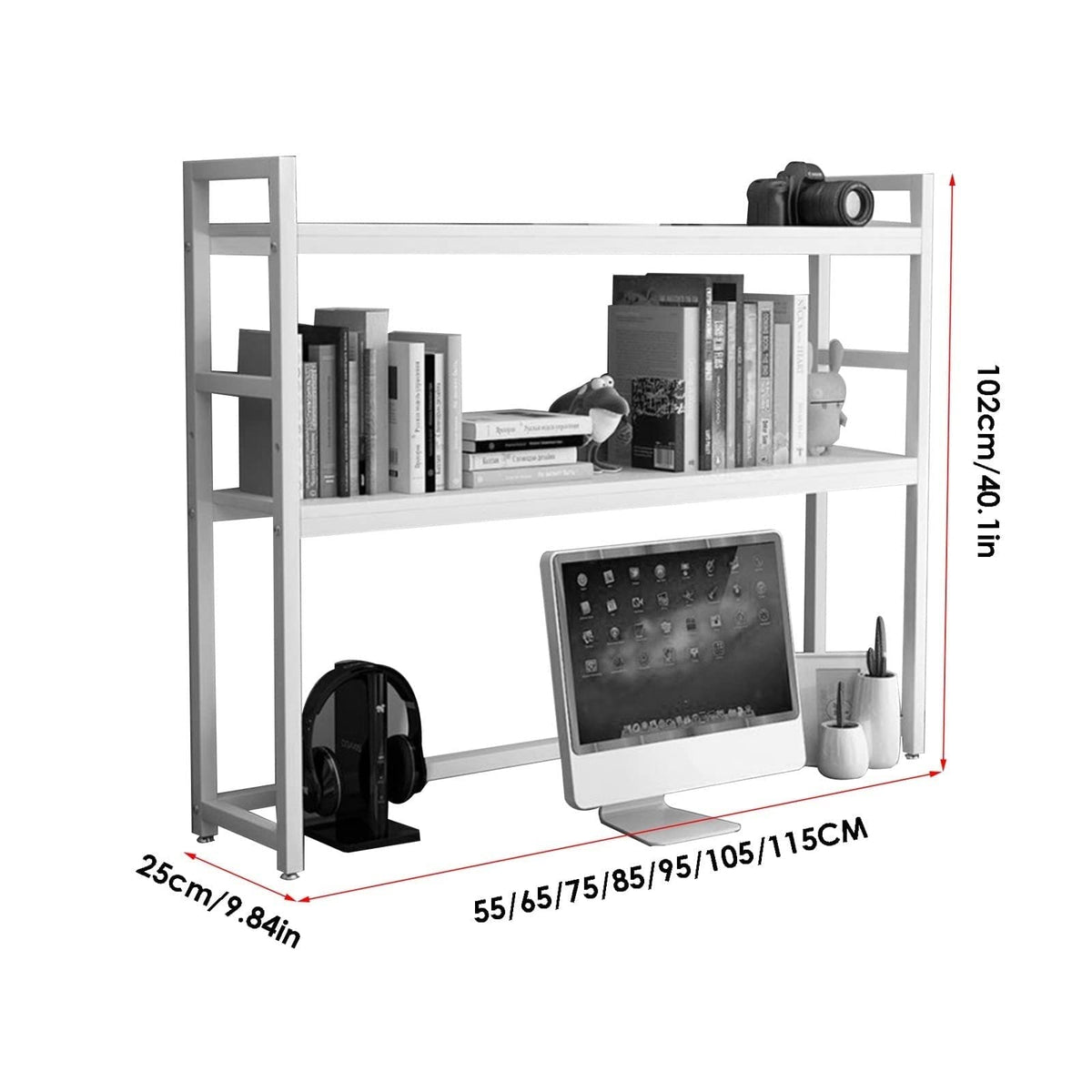 White Adjustable Metal Desktop Bookshelf I36176