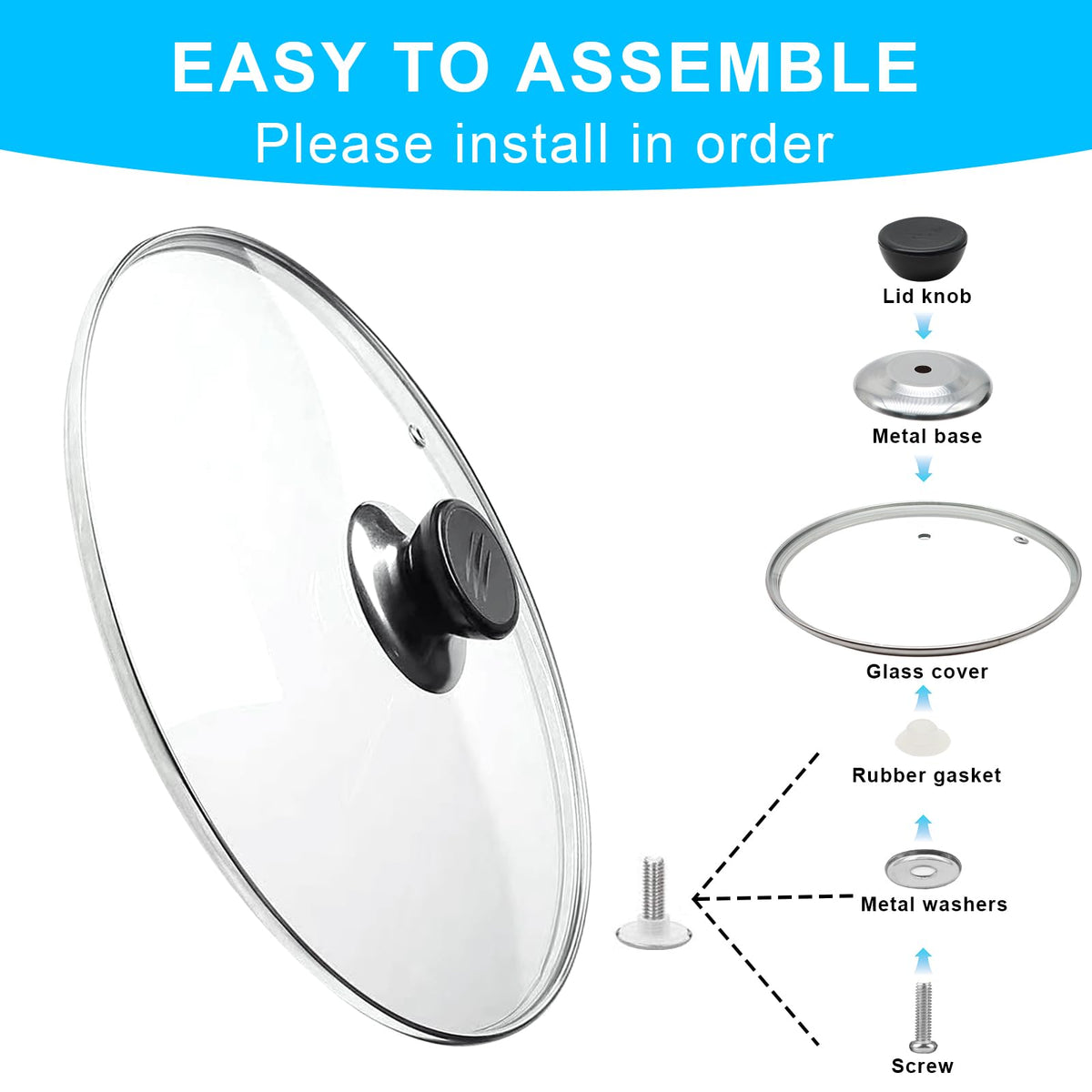 Tempered Glass Lid with Stainless Steel Rim for 8 Inch Frying Pan L965474