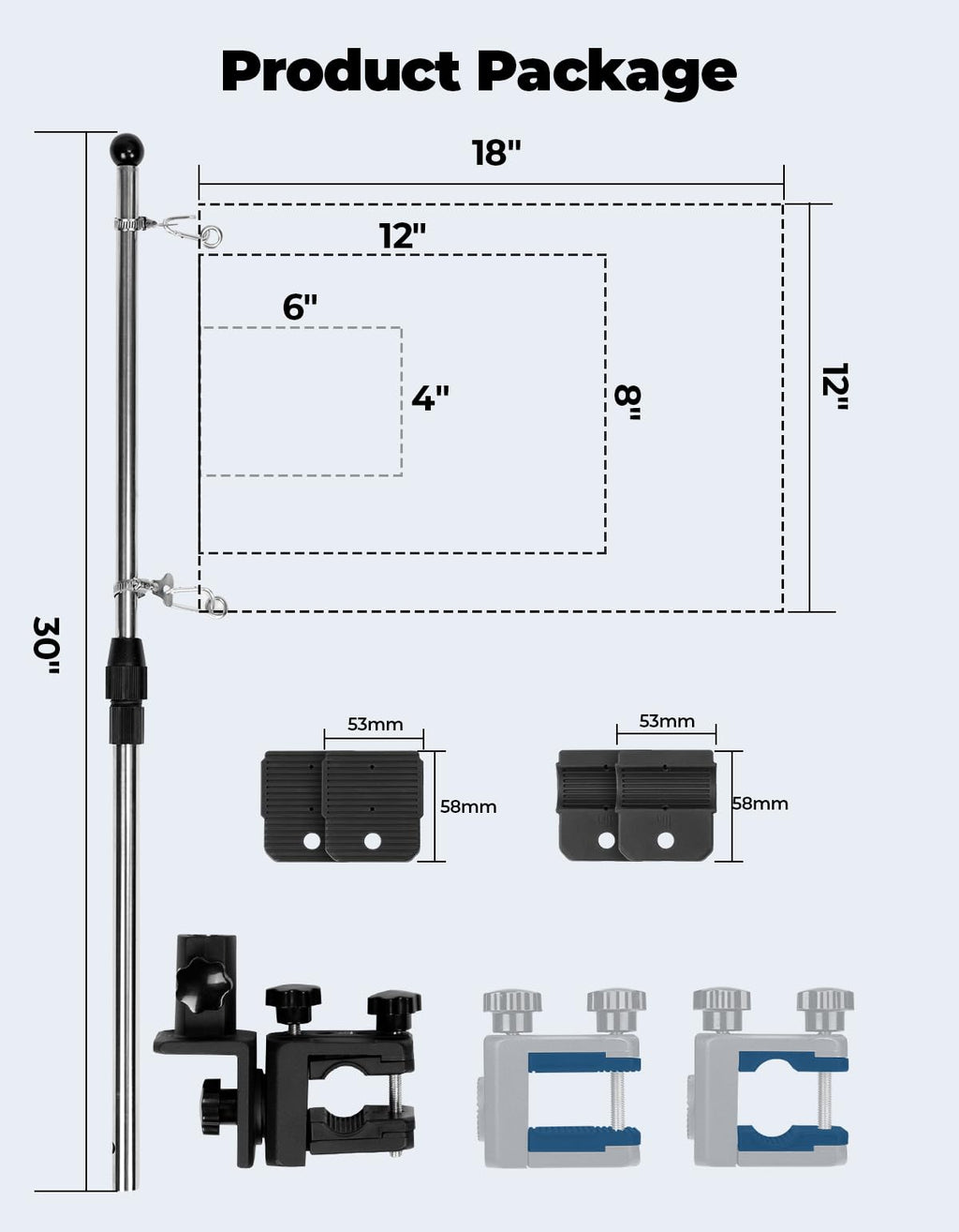 Stainless Steel 360° Rotating Boat Flag Pole Holder F88438