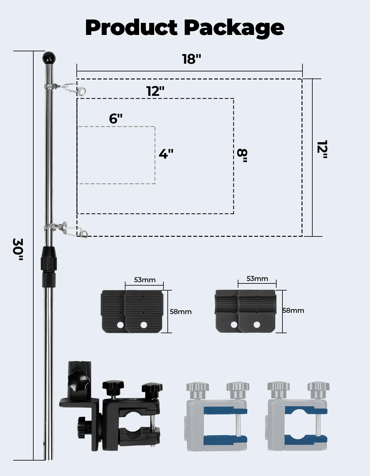 Stainless Steel 360° Rotating Boat Flag Pole Holder F88438
