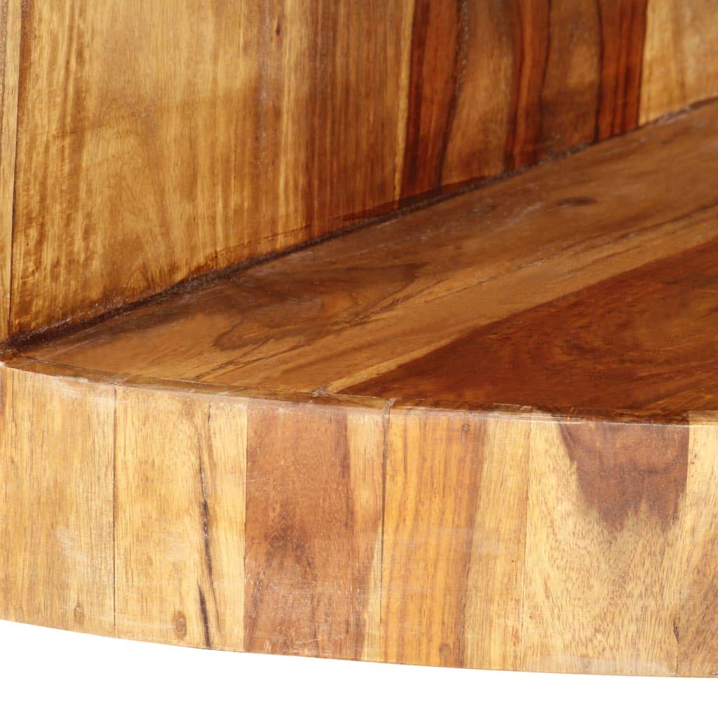Solid Sheesham Wood Round Coffee Table with Storage Shelf B7907