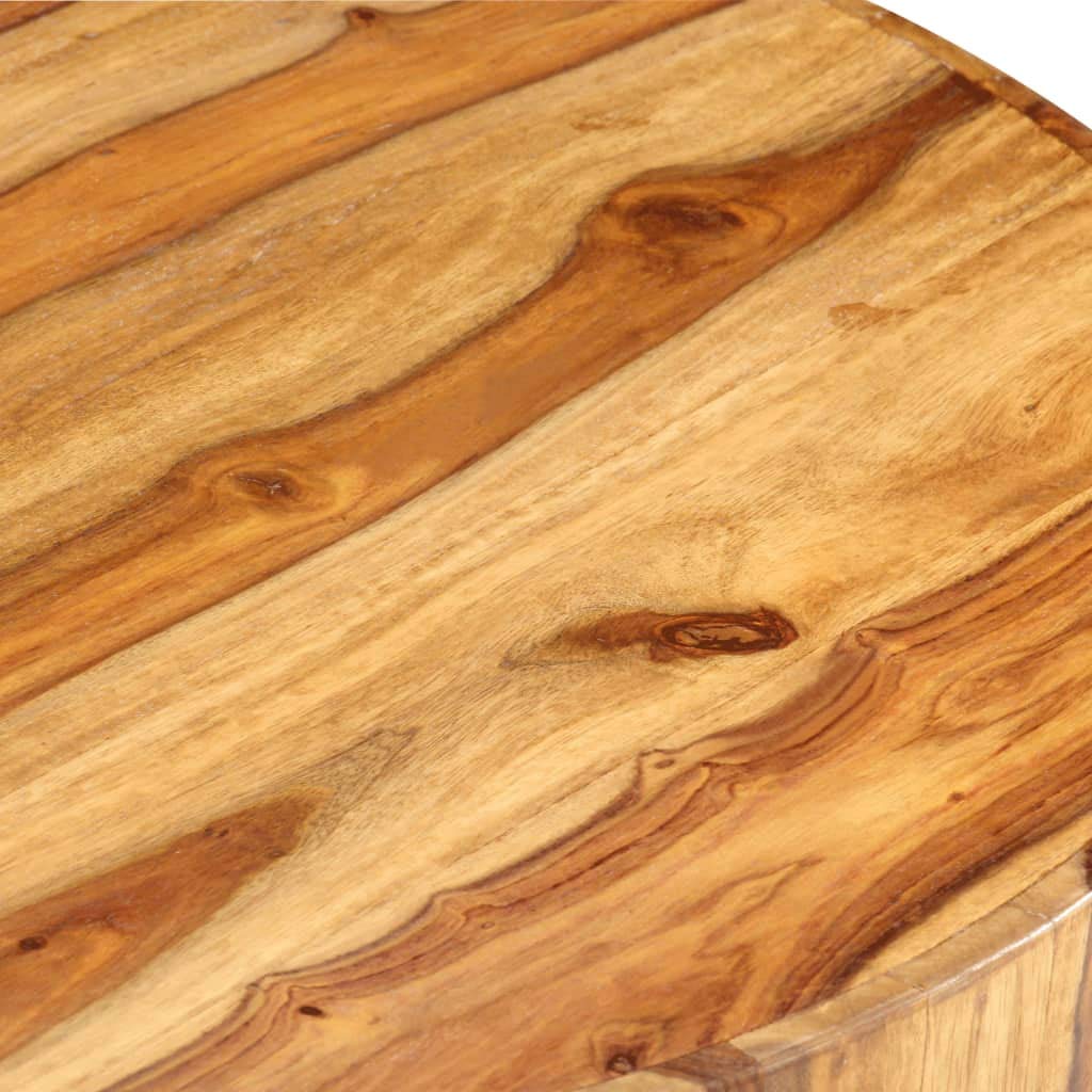 Solid Sheesham Wood Round Coffee Table with Storage Shelf B7907