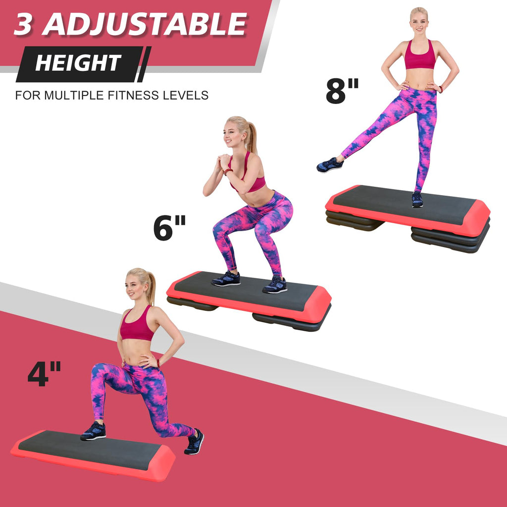 43'' Adjustable Aerobic Exercise Step Platform with 4 Stackable Risers V9181