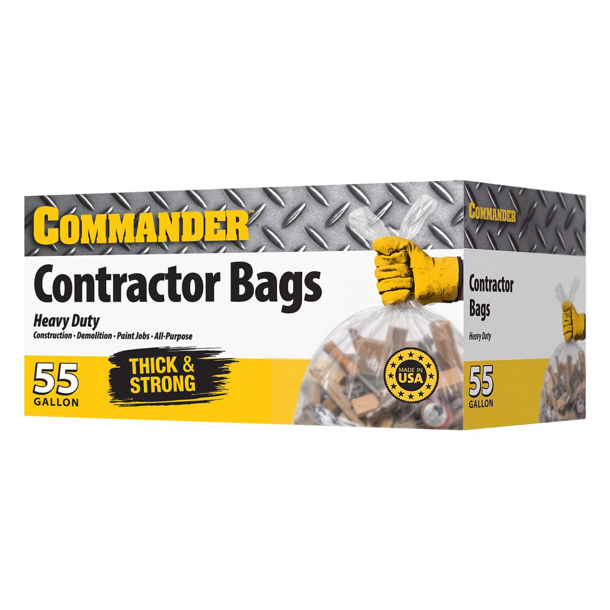 55 Gallon 3 MIL Clear Heavy Duty Contractor Bags with Flap Ties, Pack of 10 U872041