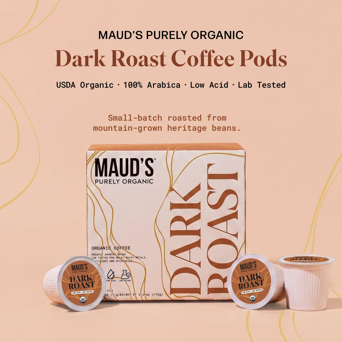 Organic Low Acid Dark Roast Coffee Pods 16ct H838520