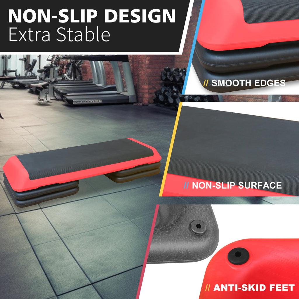 43'' Adjustable Aerobic Exercise Step Platform with 4 Stackable Risers V9181