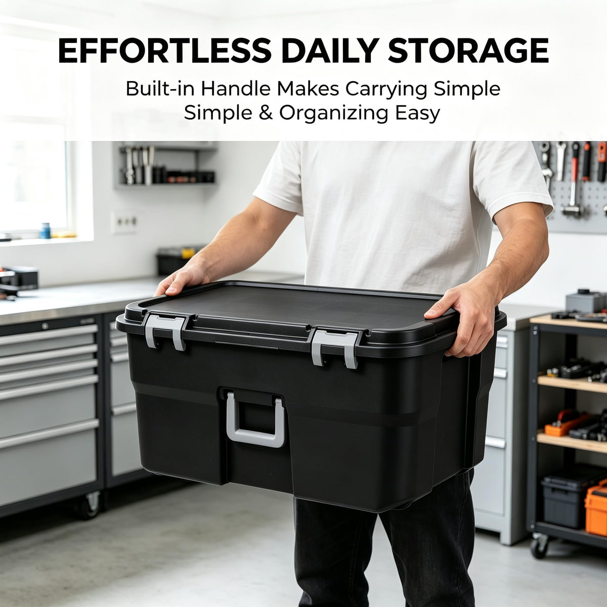 Black 22 Gal Lockable Storage Chest with Wheels V101