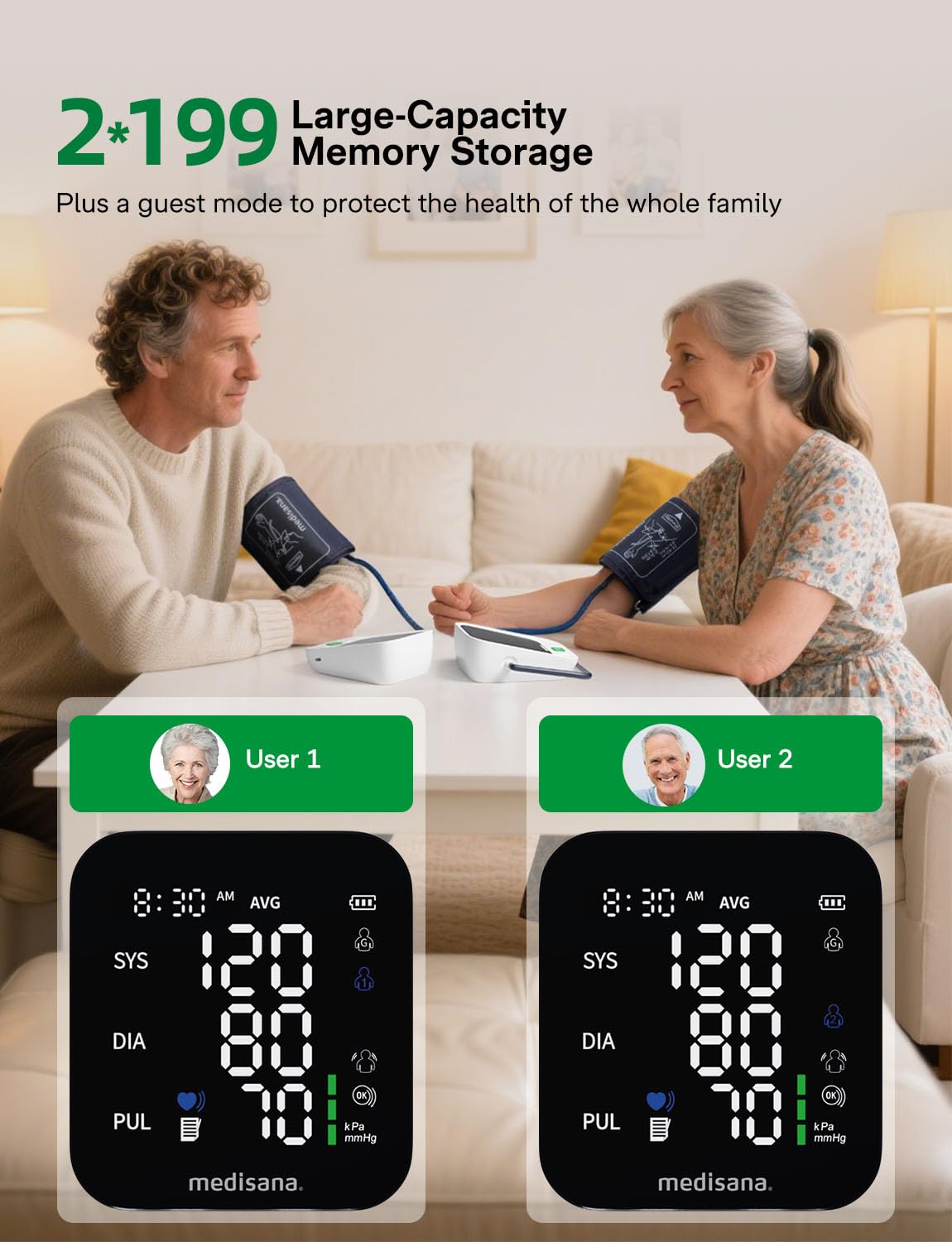 Automatic Upper Arm Blood Pressure Monitor with 2x199 Sets Memory X4268