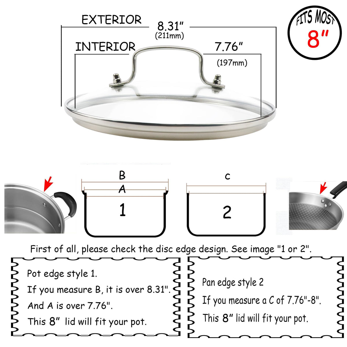 8-inch Tempered Glass Lid I7869