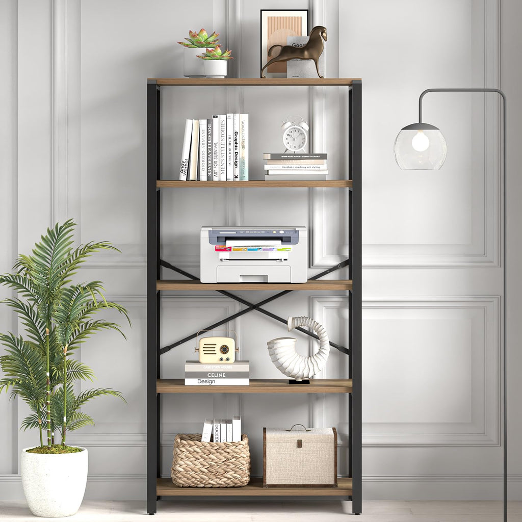 5 Tier Wood and Metal Bookshelf O20109