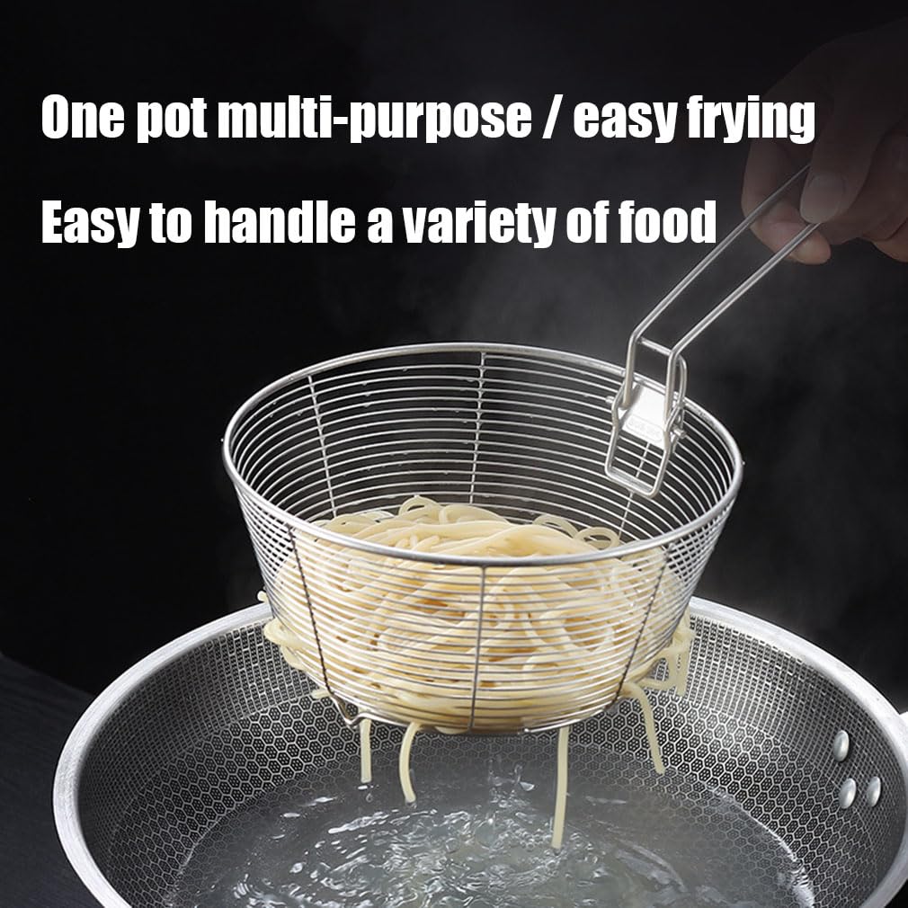 Stainless Steel Deep Fryer Basket with Detachable Handle 9 Inch Q606847