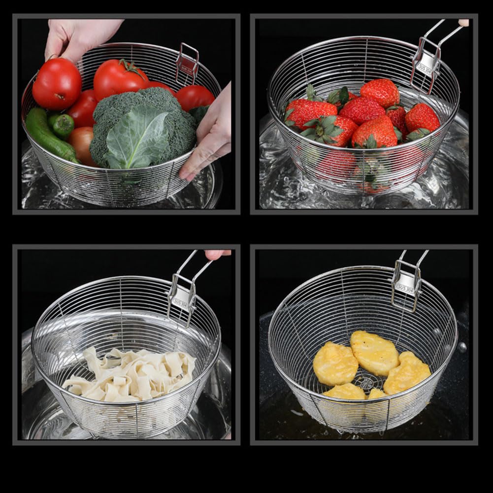 Stainless Steel Deep Fryer Basket with Detachable Handle 9 Inch Q606847