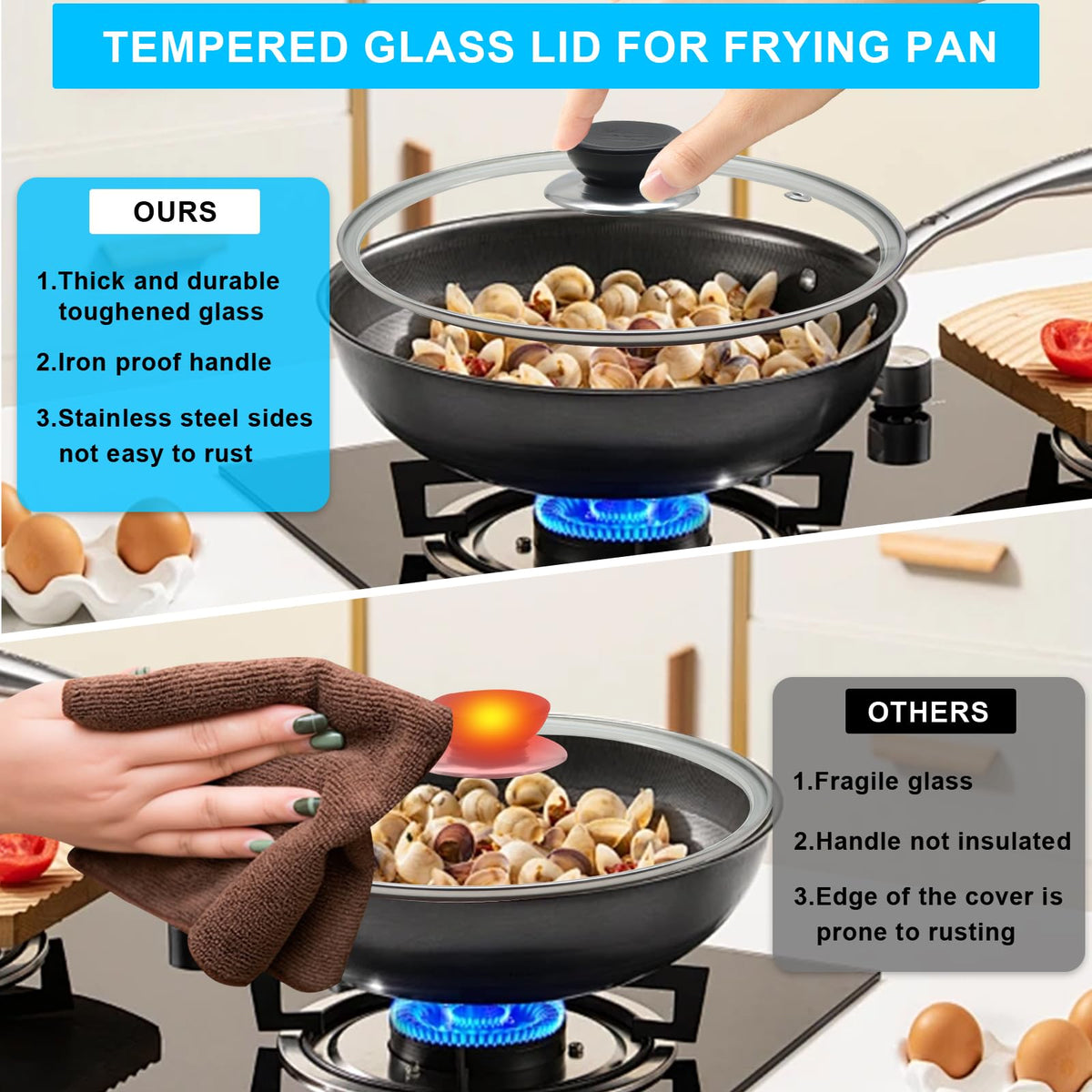 Tempered Glass Lid with Stainless Steel Rim for 8 Inch Frying Pan L965474