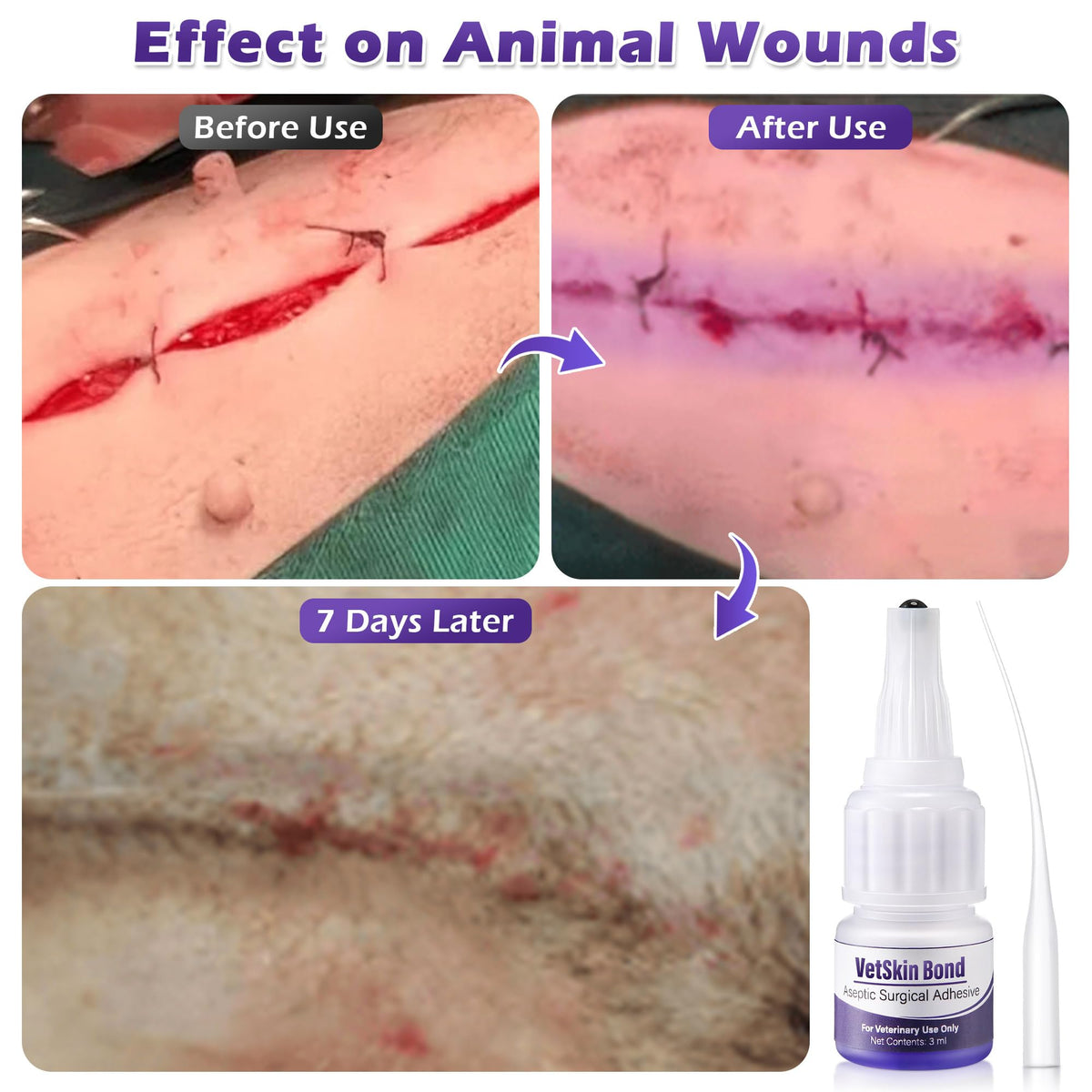 3ml Veterinary Surgical Skin Glue with 10 Applicators O4744
