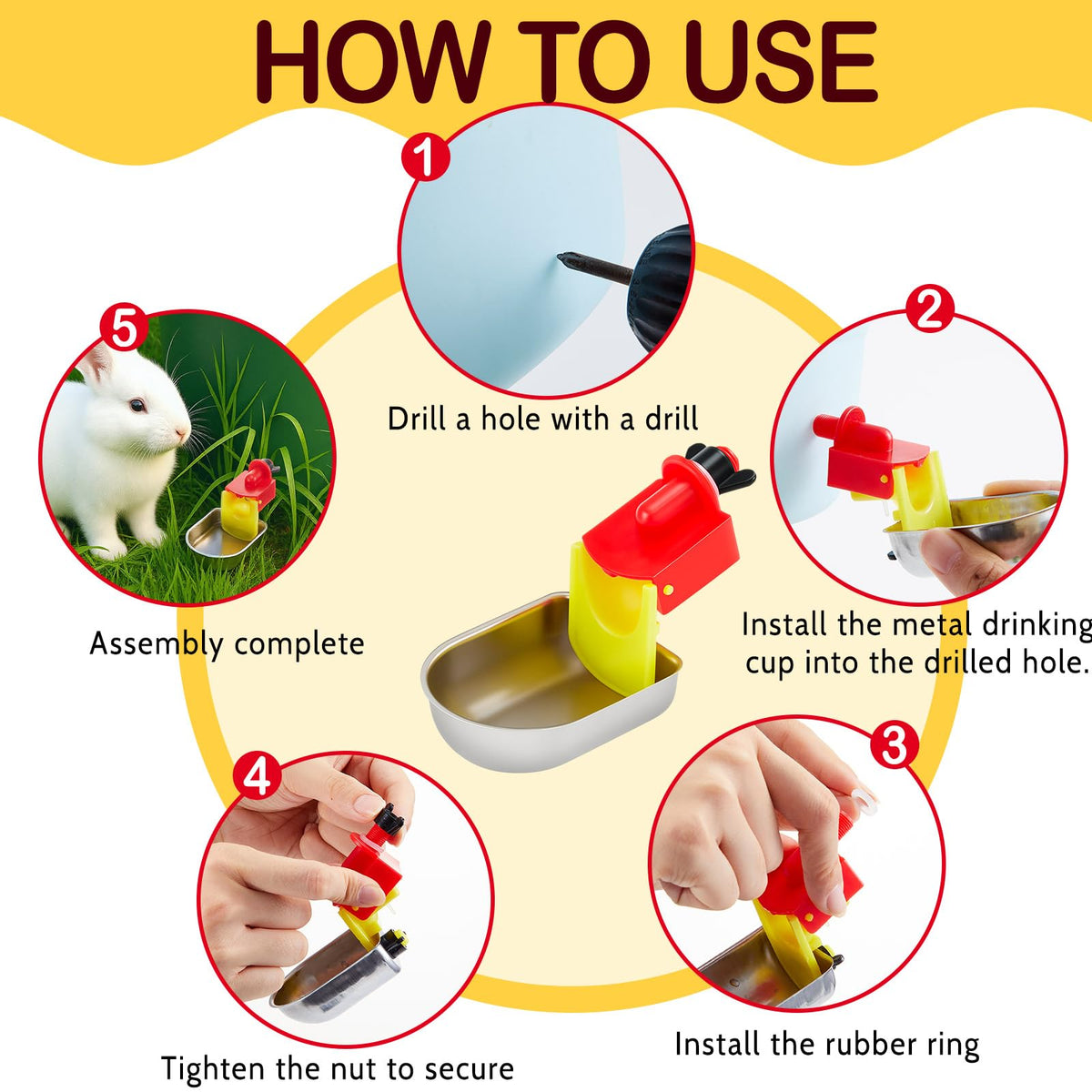 8 Pack Stainless Steel Auto Fill Chicken Waterer Cups I260