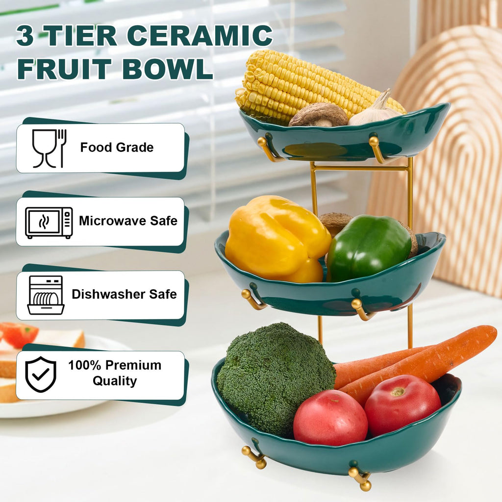 Ceramic 3 Tier Fruit Bowl J25709