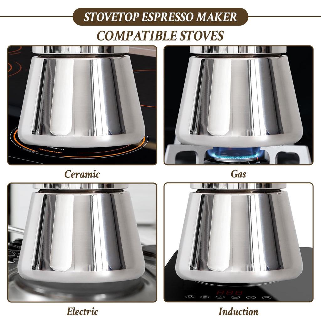 6 Cup Stainless Steel Stovetop Espresso Maker V815