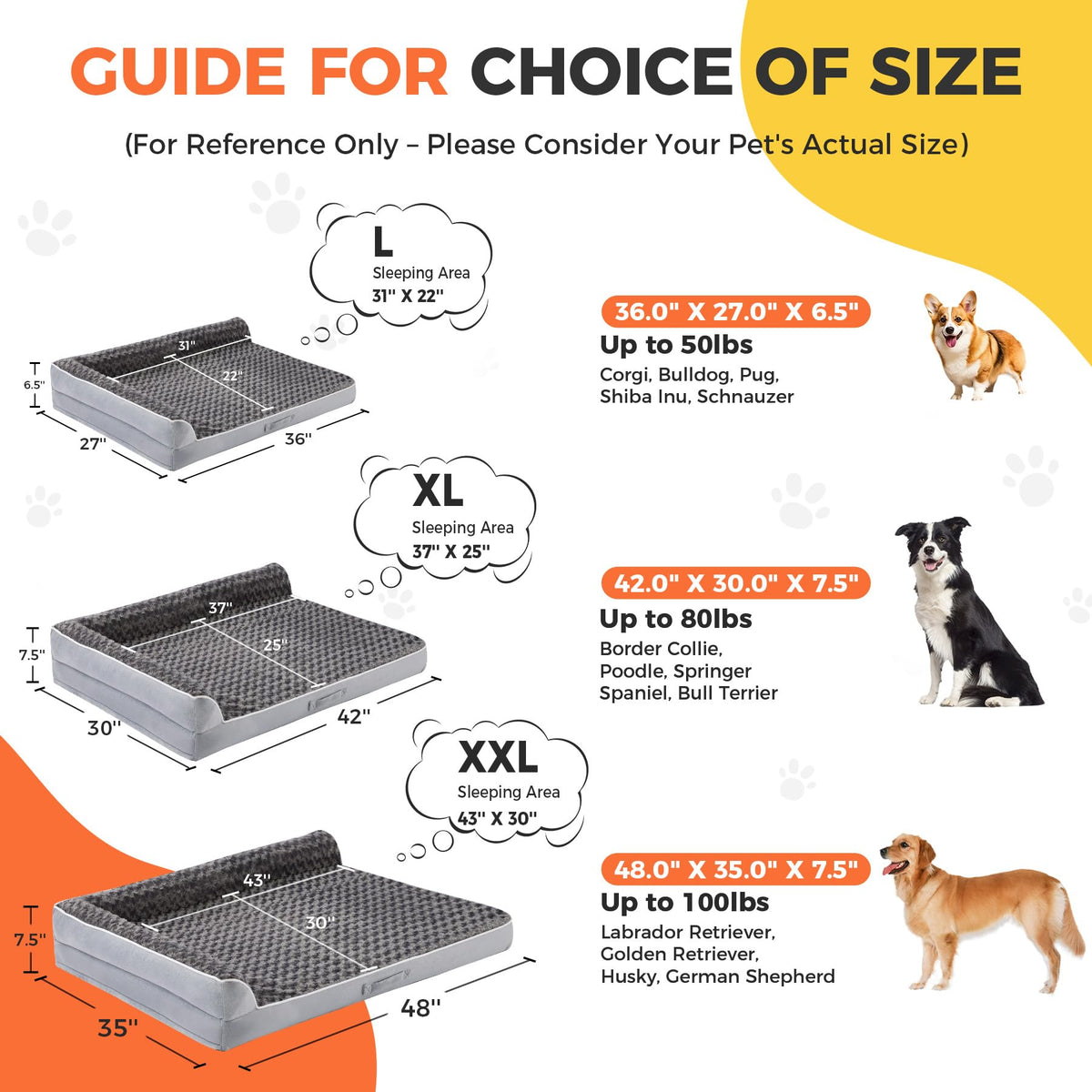 XL Orthopedic Dog Bed Grey J82717