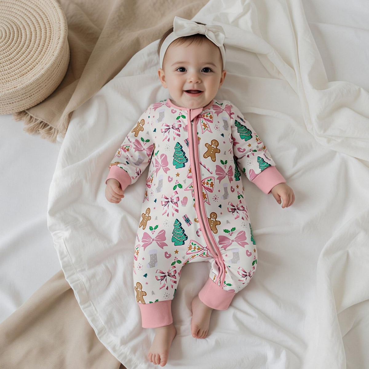 Newborn Christmas Zipper Jumpsuit Romper D624722