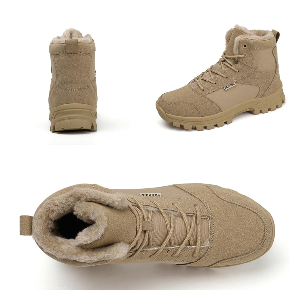 Mid Top Fur Lined Suede Leather Waterproof Military Tactical Boots F7015