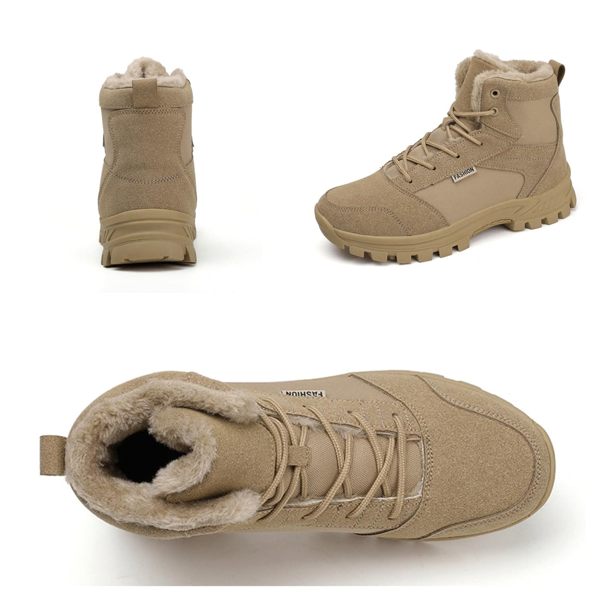 Mid Top Fur Lined Suede Leather Waterproof Military Tactical Boots F7015