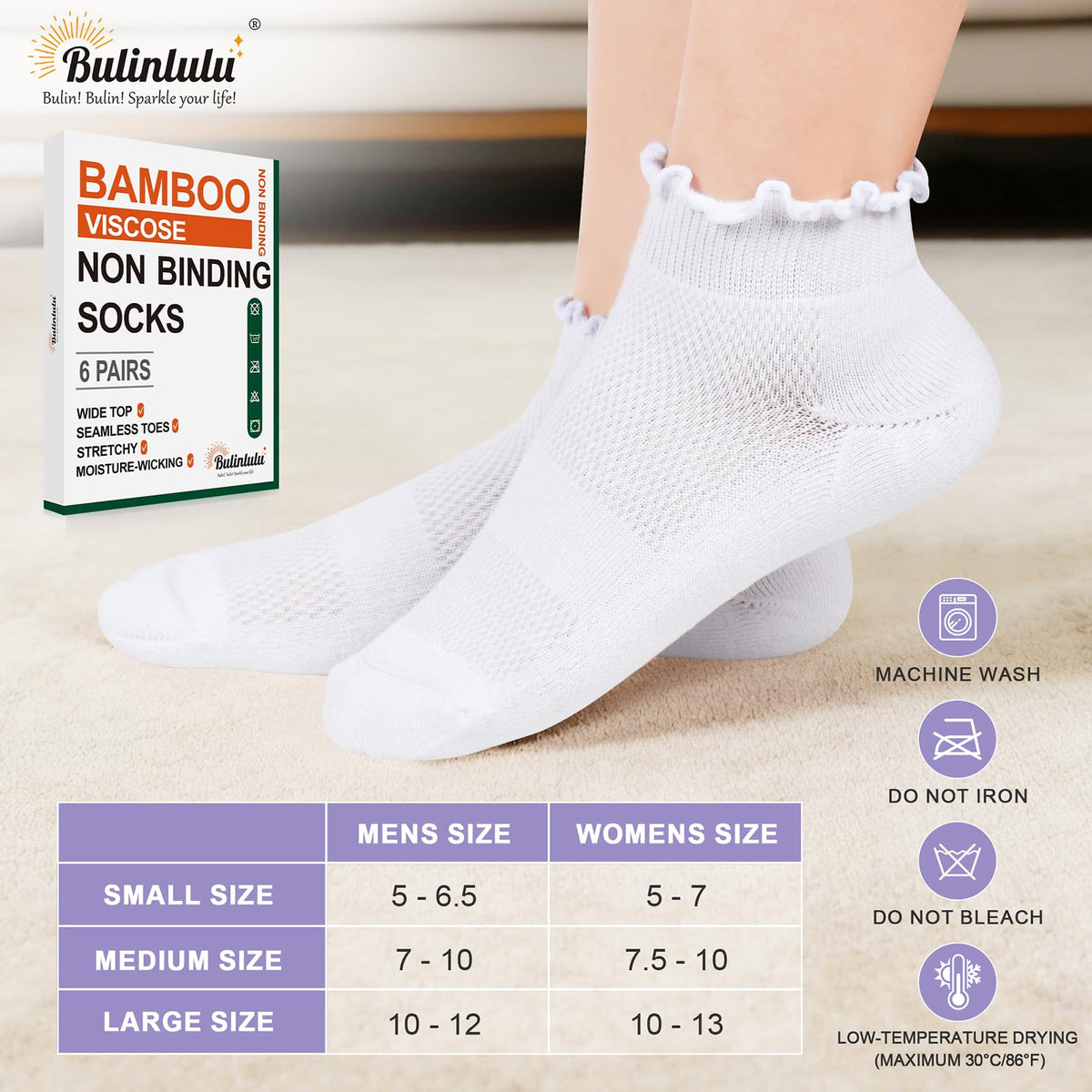 White Low Cut Diabetic Ankle Socks 6 Pairs M29700