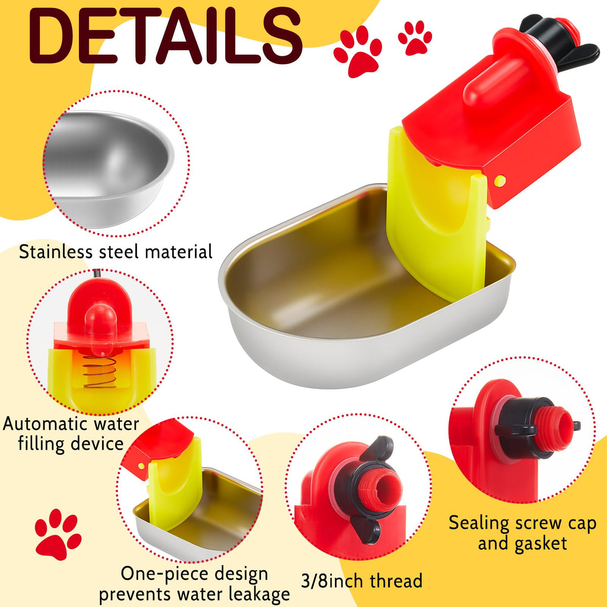 8 Pack Stainless Steel Auto Fill Chicken Waterer Cups I260