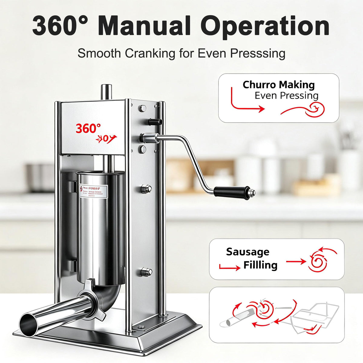 Stainless Steel Vertical Sausage Filler & Churro Press P38946